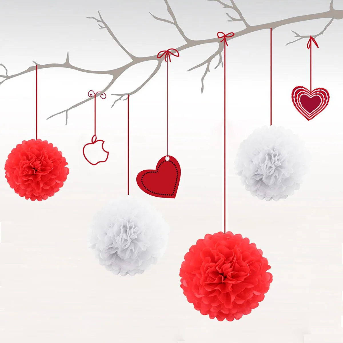 

5Pcs Paper Flower Pom-Poms Pre-Cut DIY Tissue Pom Poms Shower Wedding Birthday Party Decoration Paper Flower