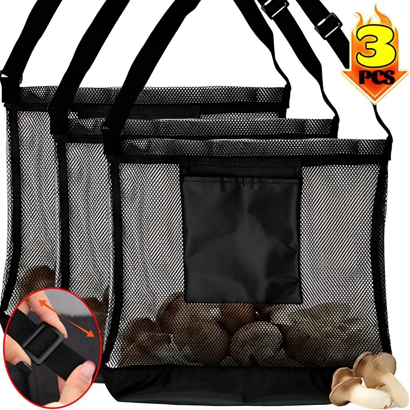 Bolsa de red para caza de setas, cesta de colección de setas para cosecha, bolsa portátil plegable de gran capacidad para recoger frutas y jardín
