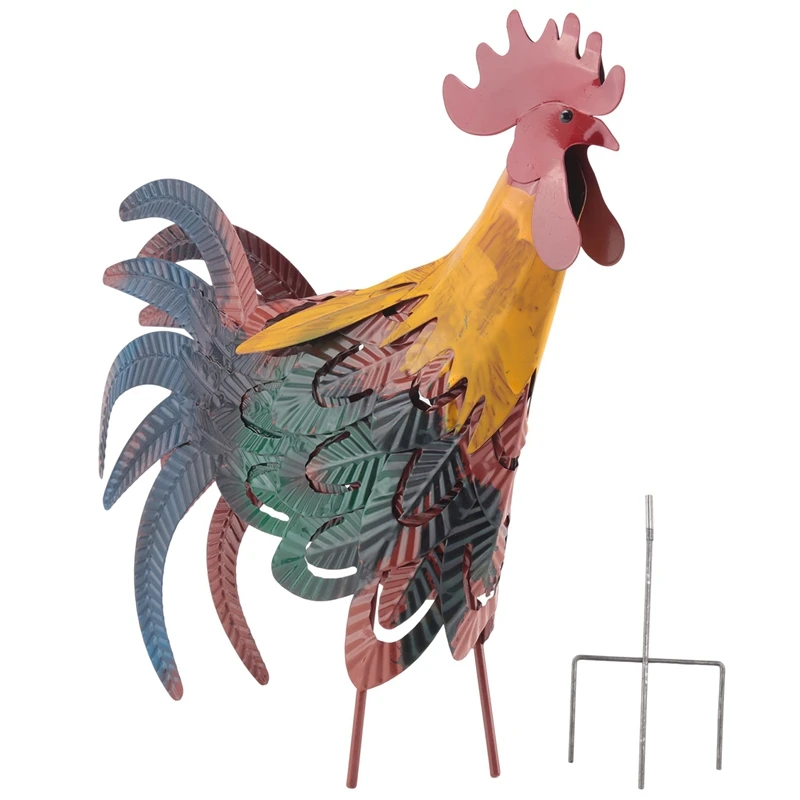 

Металлический петух для сада, украшение для двора, сада, газона, заднего двора, 1 шт.