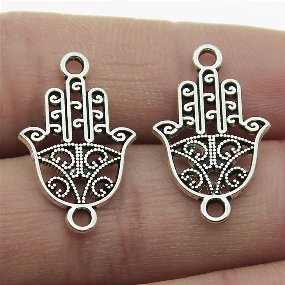 Wholesale 200pcs/bag Hand Connector Charms Wholesale DIY Jewelry Making Jewelry Finding Antique Silver Color 15x24mm