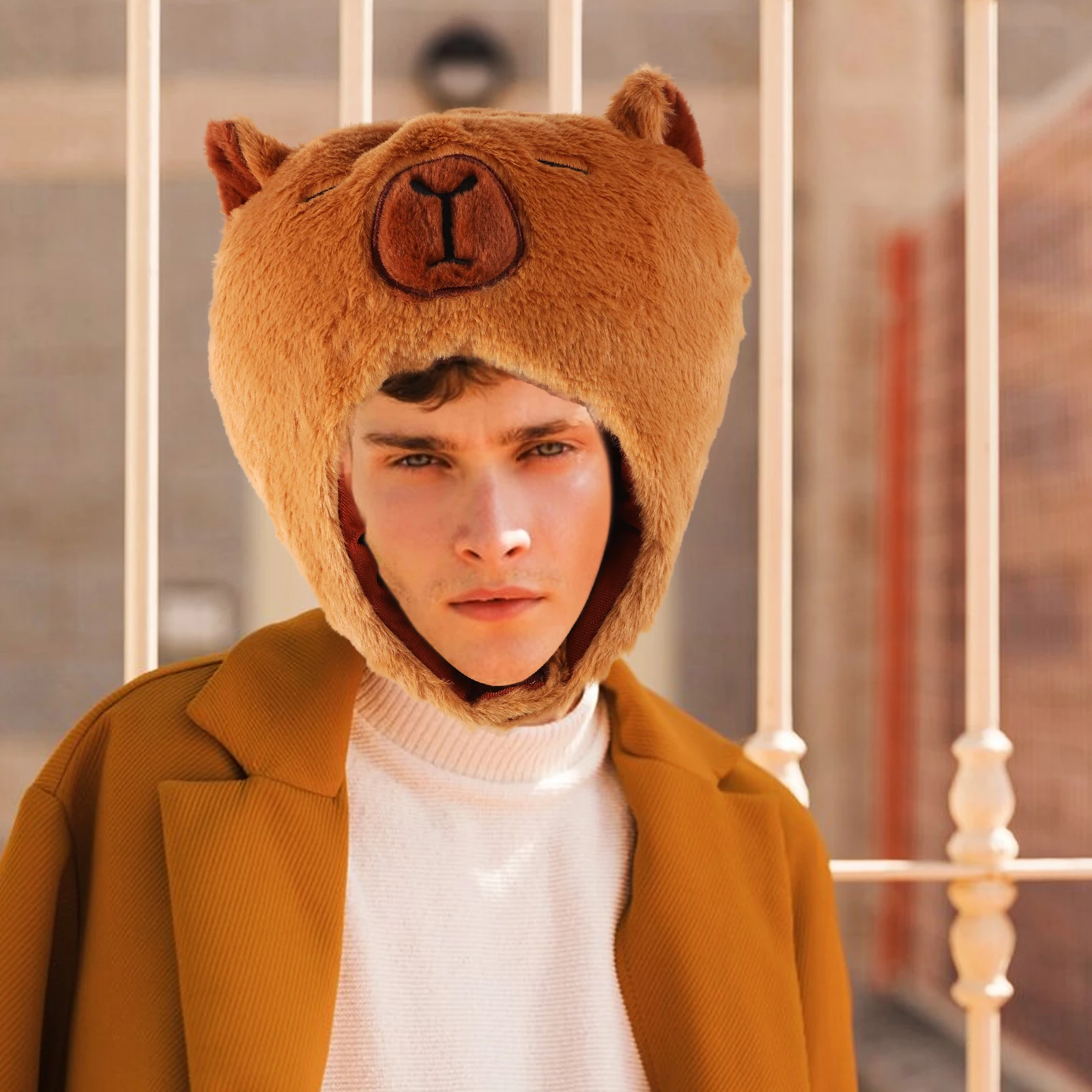

Cartoon Capybara Headset Cosplay Headwear Animal Hat Adorable Shaped Cute Costume