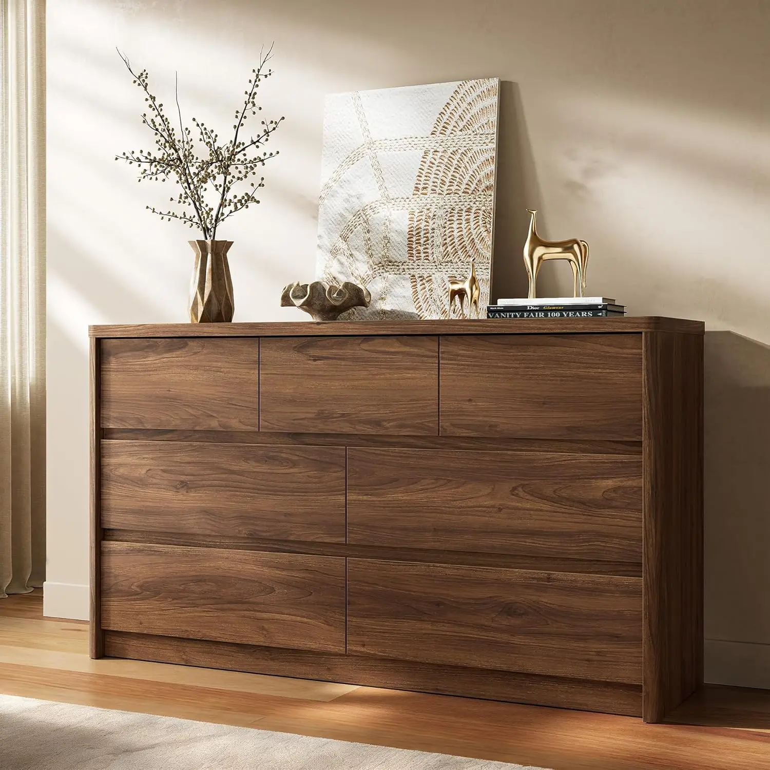 3 Pieces Bedroom Set, 55 Inch Width 7-Drawer Dresser & 2-Drawer Nightstands Set of 2,Nightstand with USB Nightstand, Customized - view 5