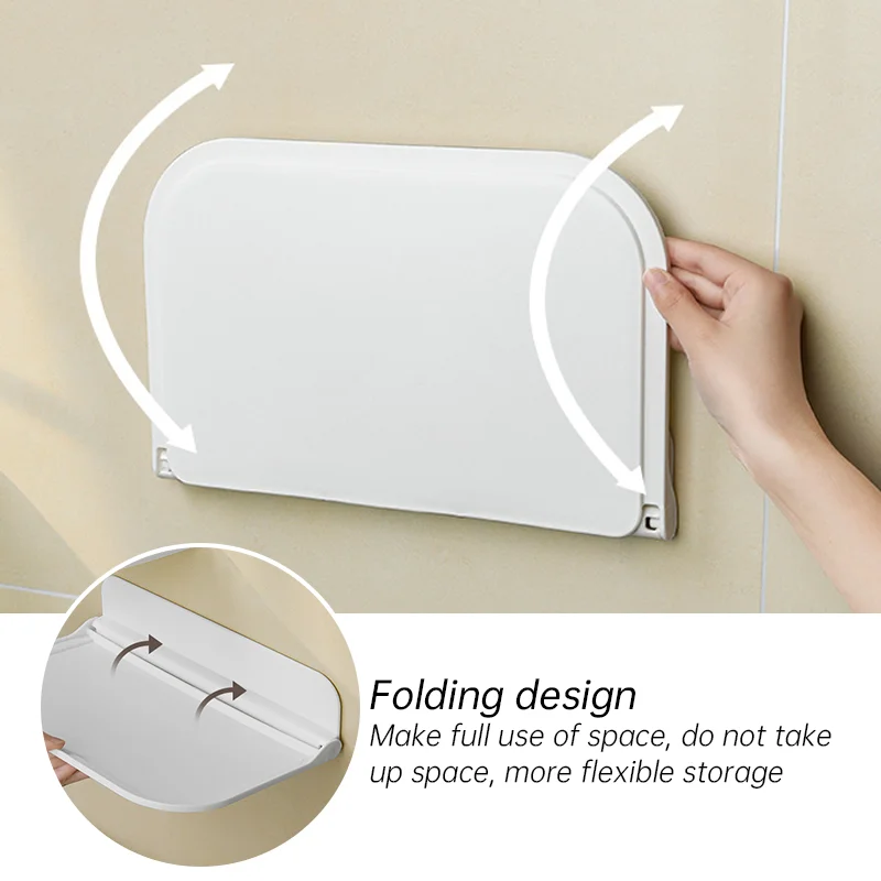 Foldable Wall Shelf Towel Clothes Storage Rack Punch-Free Wifi Router Storage Tray Phone Holder Saving Space Storage Rack