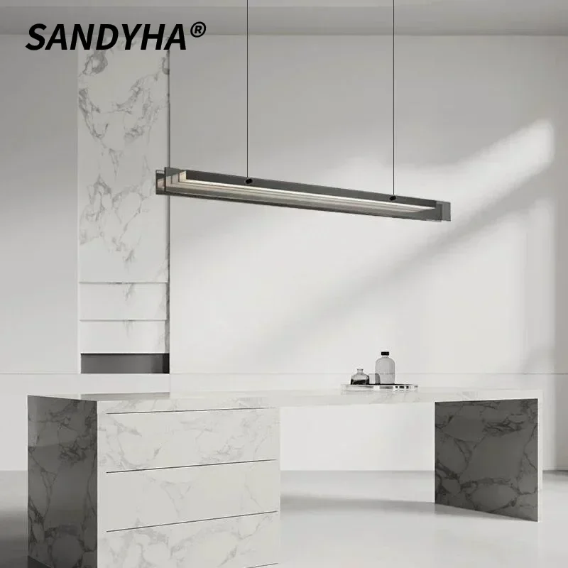 

SANDYHA Modern Pendant Lights Long Glass LED Lamp Chandeliers for Living Room Kitchen Table Bedroom Home Decor Lighting Fixture