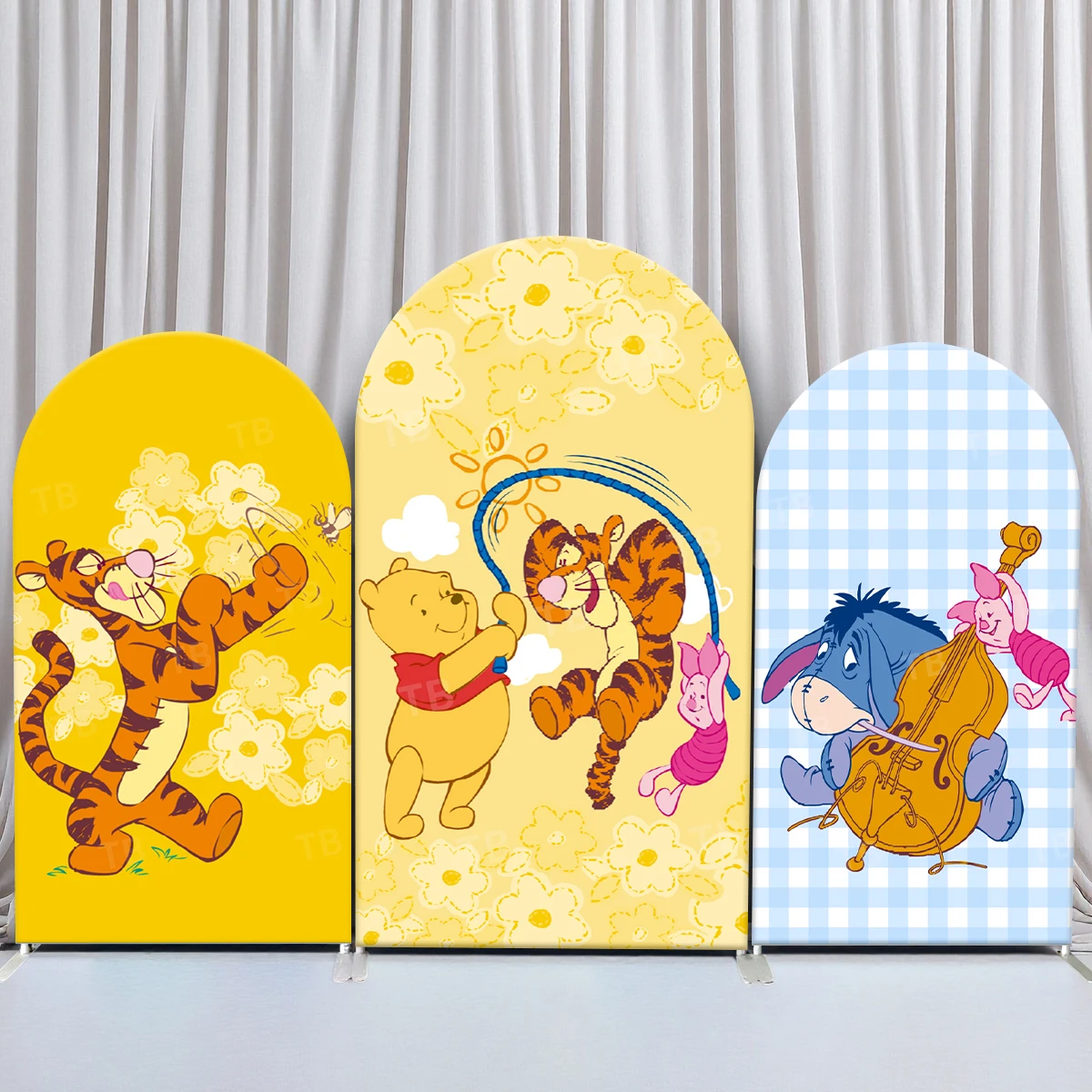 

TB Disney Winnie The Pooh Arch Backdrop Cover for Baby Shower Kid Birthday Party Decoration Photo Background Wall Elastic Fabric
