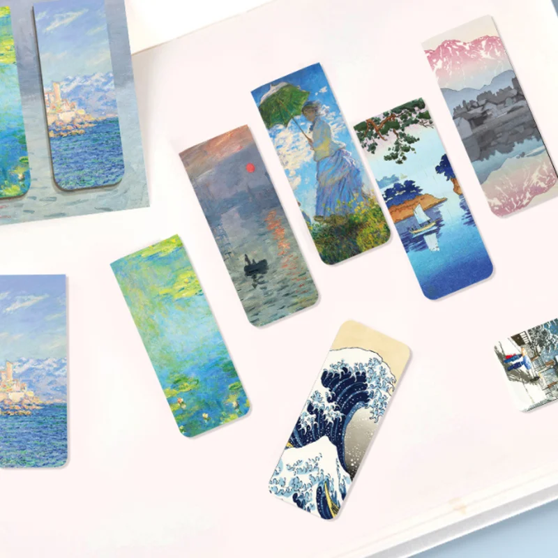 4pcs Magnetic Bookmarks Set Monet Van Gogh Art Folder For Pages Books Marker Readers Student Stationery School Office Supplies