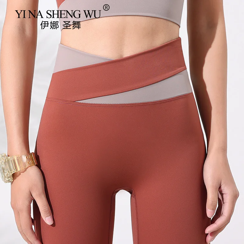 

Stitching Color High Waist Yoga Sport Shorts Hip Push Up Women Fitness Running Leggings Shorts Tummy Control Workout Gym Shorts