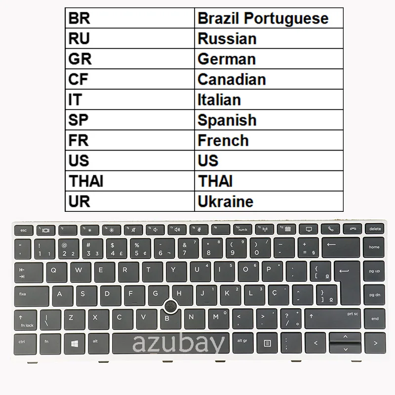 

Клавиатура для ноутбука HP Elitebook 745 G5 G6, 840 G5 G6, 846 G5 G6 ZBook 14u G5 G6 BR RU GR CF IT SP FR US THAI UR QWERTY