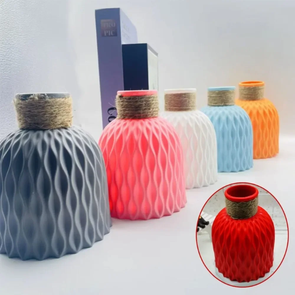 1PC Water Ripple Plastic Vase Wave Flower Pot  Modern Home Decor Vase Boho Vases Simple Small Fresh Flower Vase Multiple Colors