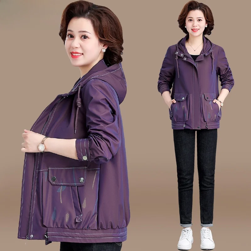 

Spring Autumn Faionable Casual Thin Jaet for Middle-Aged Mothers New 2025 Sle Women's Outerwear Windbreaker Loose Fit