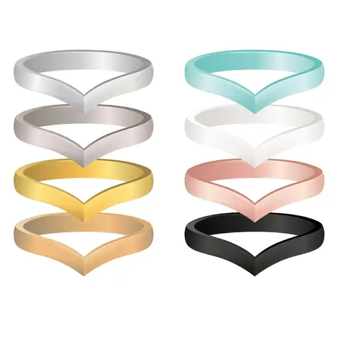 แหวนแต่งงานซิลิโคนรูปหัวใจสำหรับผู้หญิง 8 ชิ้น แหวนยางบาง 3 มม. สวมใส่สบาย ชุดแหวนซ้อนสำหรับเจ้าสาว ของขวัญวันวาเลนไทน์