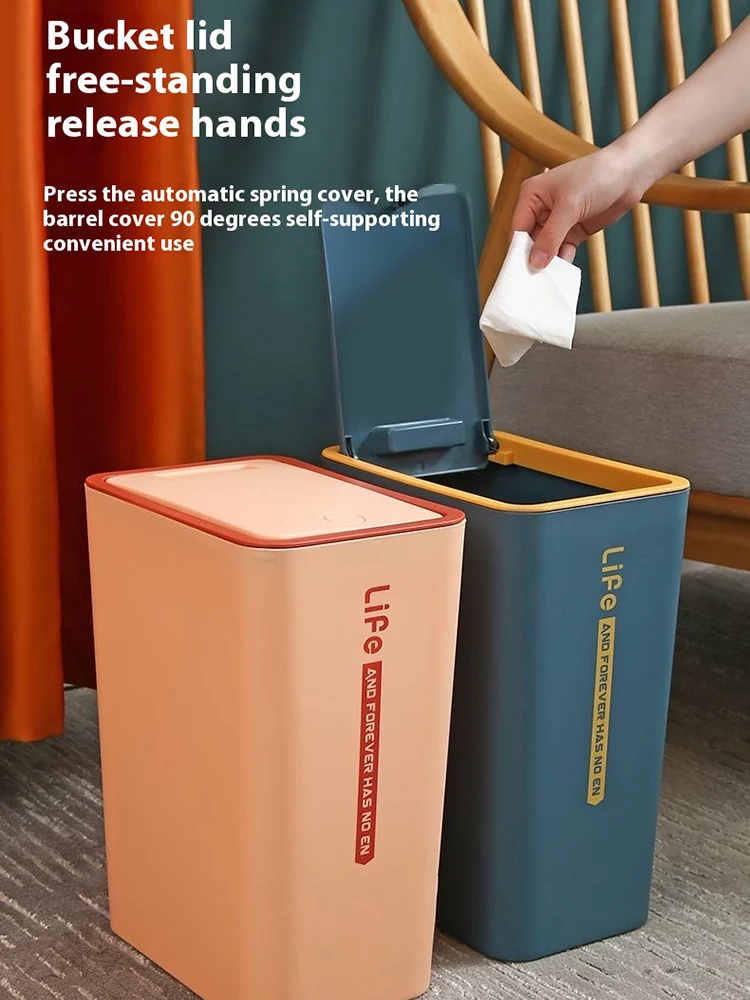 15/10L Nordic Trash Can Press-type PP Waterproof Waste Bin with Lid Rectangular Storage Cubo Kitchen Bathroom Toilet Accessory