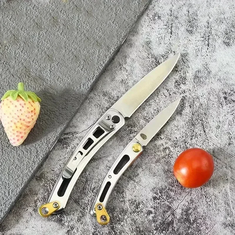 Outdoor Portable Folding Knife, Stainless Steel Blade, Keychain, Pendant, Travel Camping Tools, Holiday Gifts