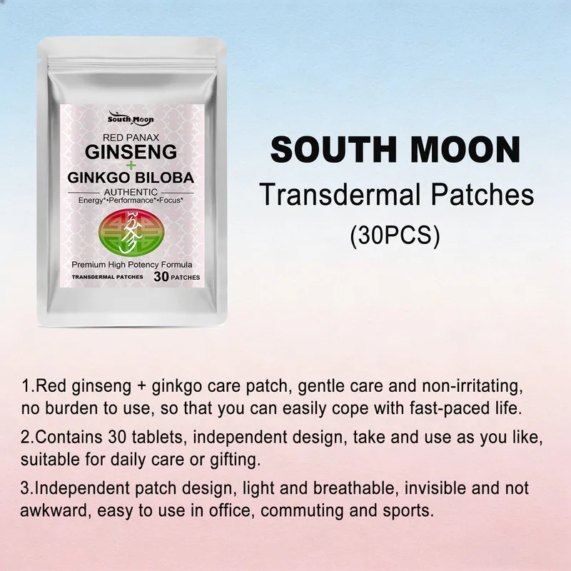 NAD+ Patches & Red Panax Ginseng Ginkgo Biloba Transdermal Patches Energy Focus Wellness Stickers Total 60 Patches - view 3