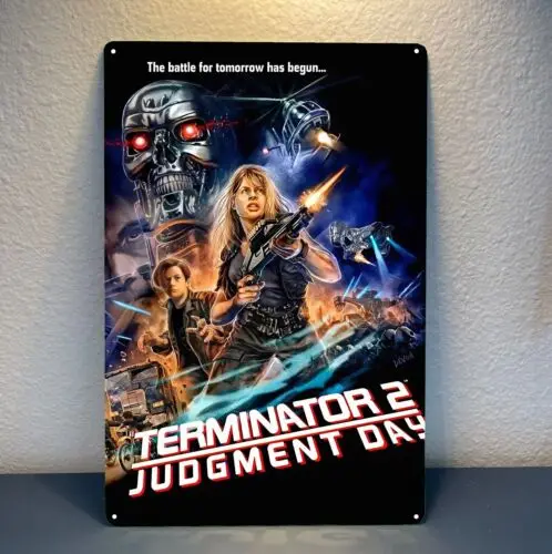 Terminator 2 Judgement Day Movie Metallposter – Blechschild, Größe: 20 x 30 cm – Aluminium