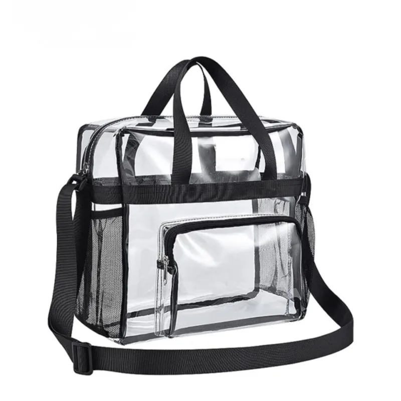 Portable PVC Transparent Shoulder Crossbody Bag Tote Satchel Handbag for Women Lady Large Capacity Clear Bag Shopping Handbag