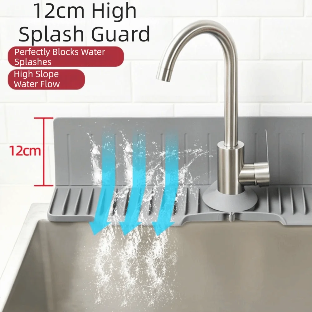 

Fast Self-Draining Silicone Faucet Draining Pad Non-Slip 24 Inch Kitchen Sink Splash Guard Foldable Waterproof