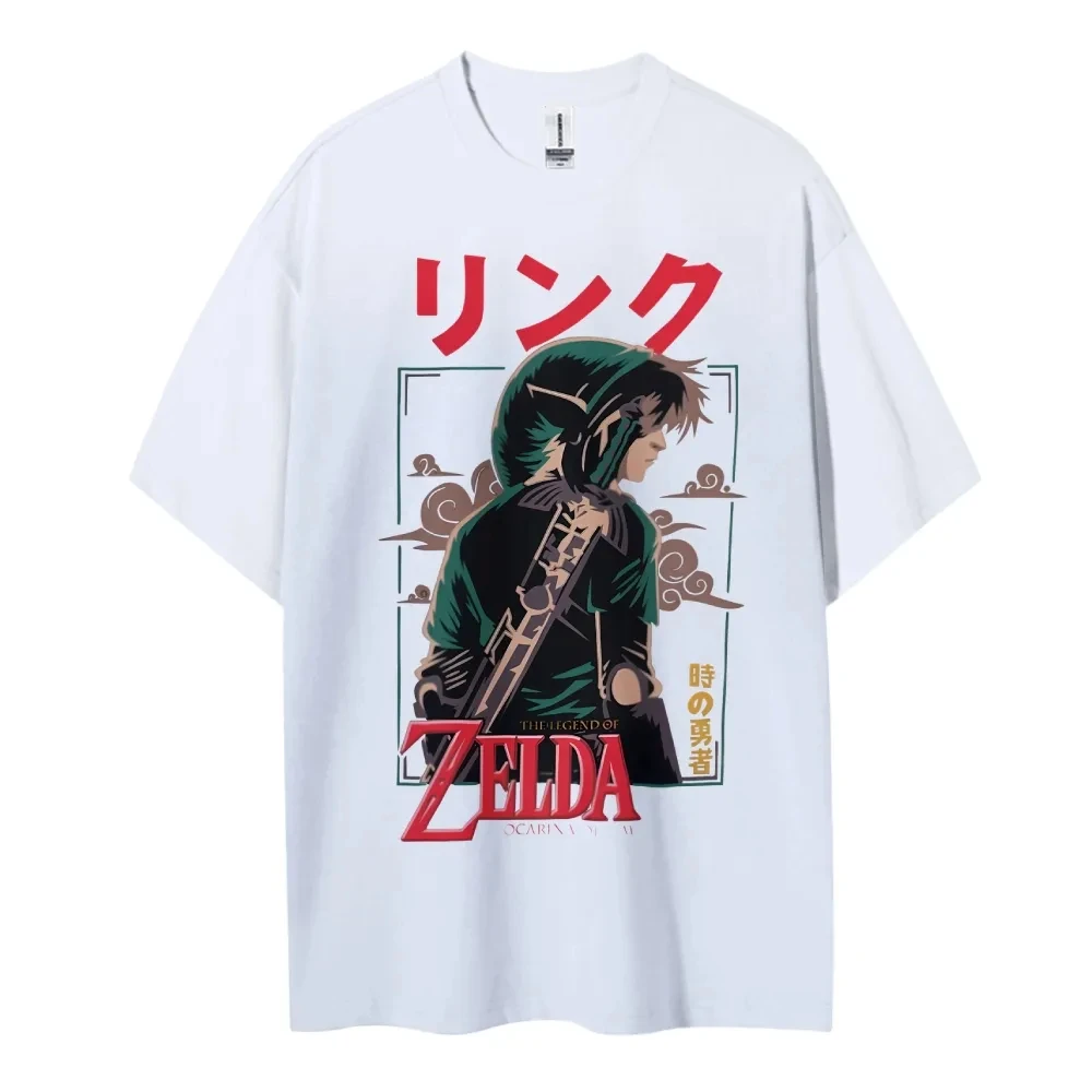 The Legend of Zelda Link T Shirt Men Cotton Short Sleeve Tops Summer Gaming Graphic Tees Black Base Green Cap Hero of Time