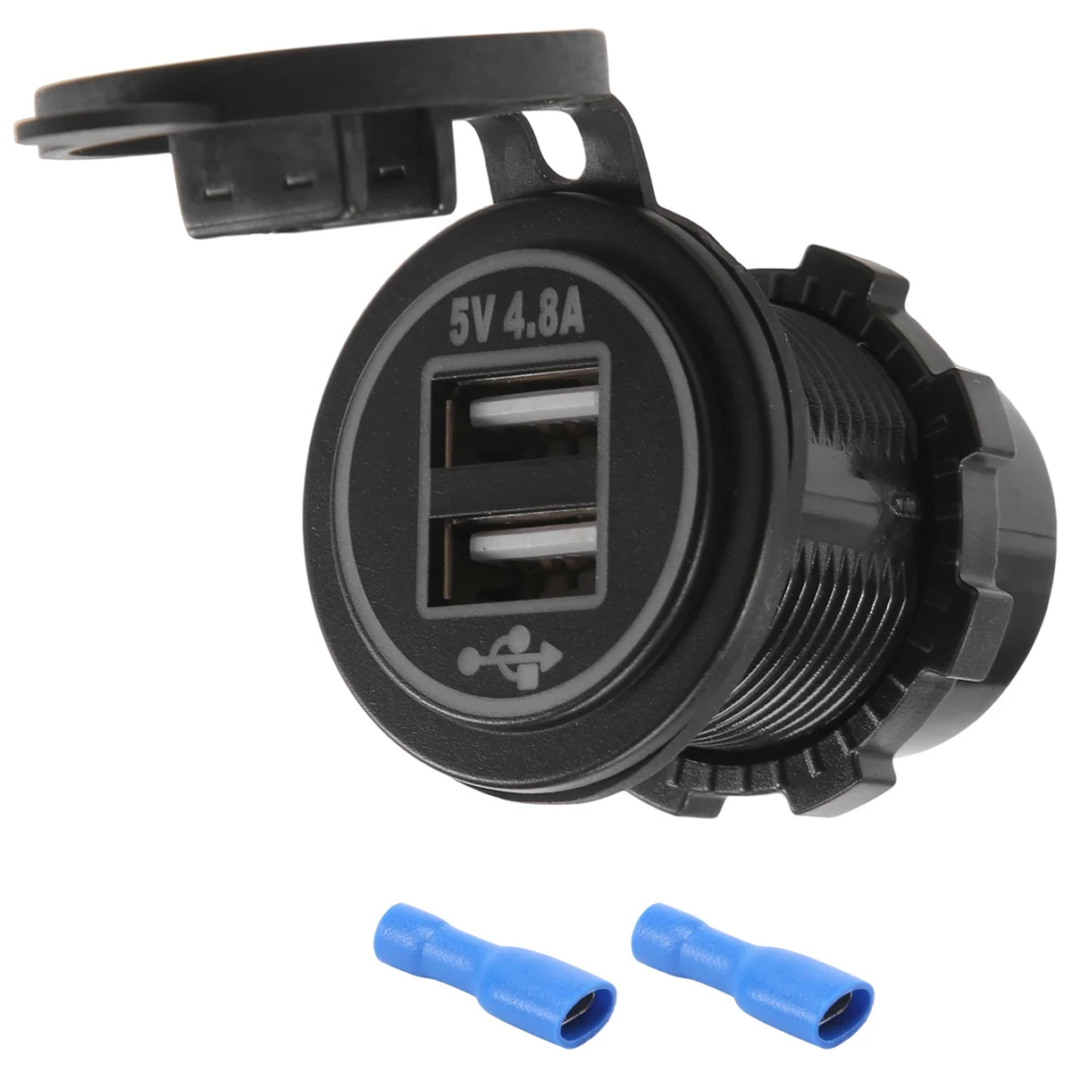 5V 4.8A Dual Usb Charger Socket Adapter Power Socket For 12V 24V Car Ship Rv