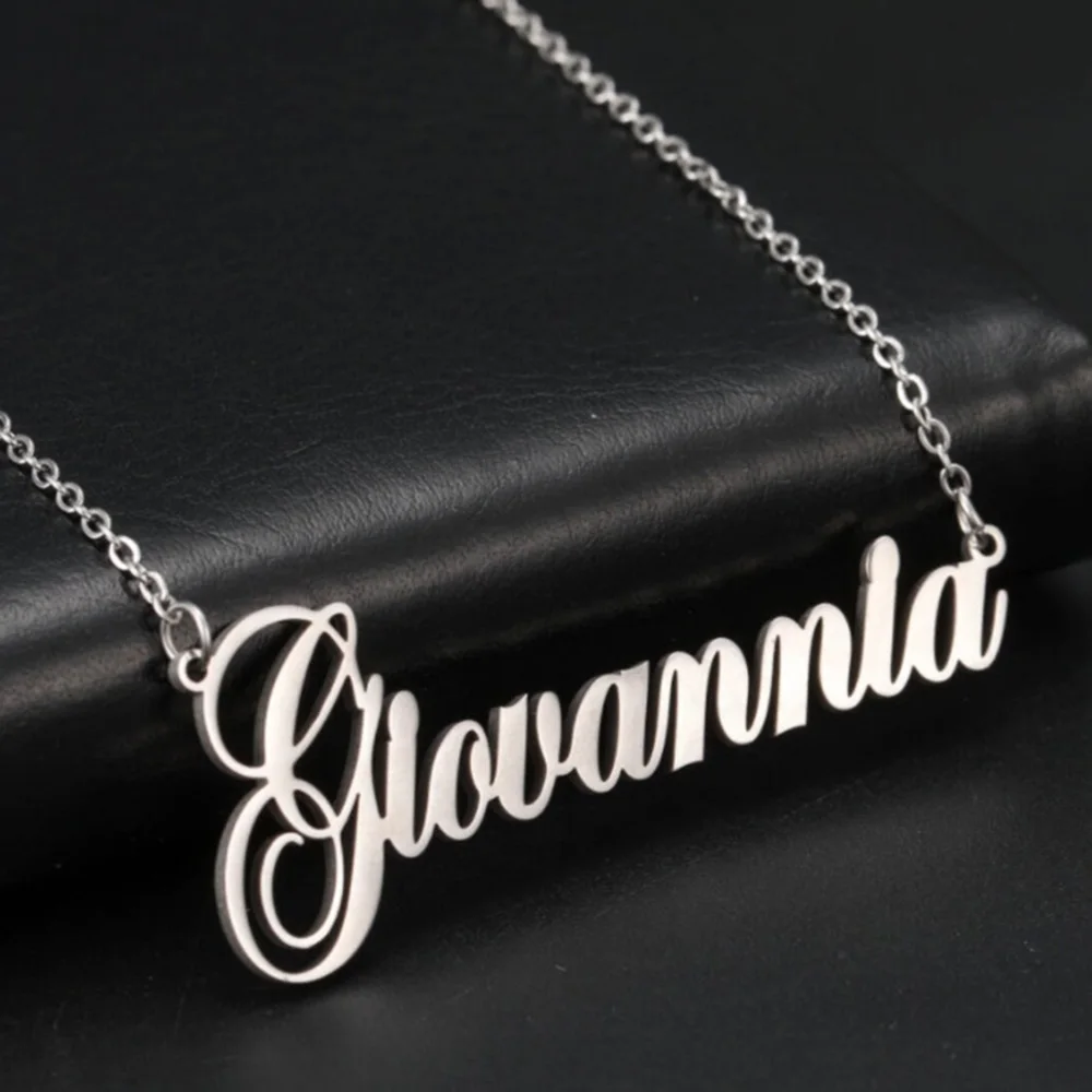 Customized Name with Different Fonts Pendant Stainless Steel Simple and Fresh Necklace