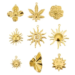 3pcs Retro Large Rose/Sunflower/Sun Charms for Jewelry Making Supplies Stainless Steel Pendants DIY Earring Necklace Accessories