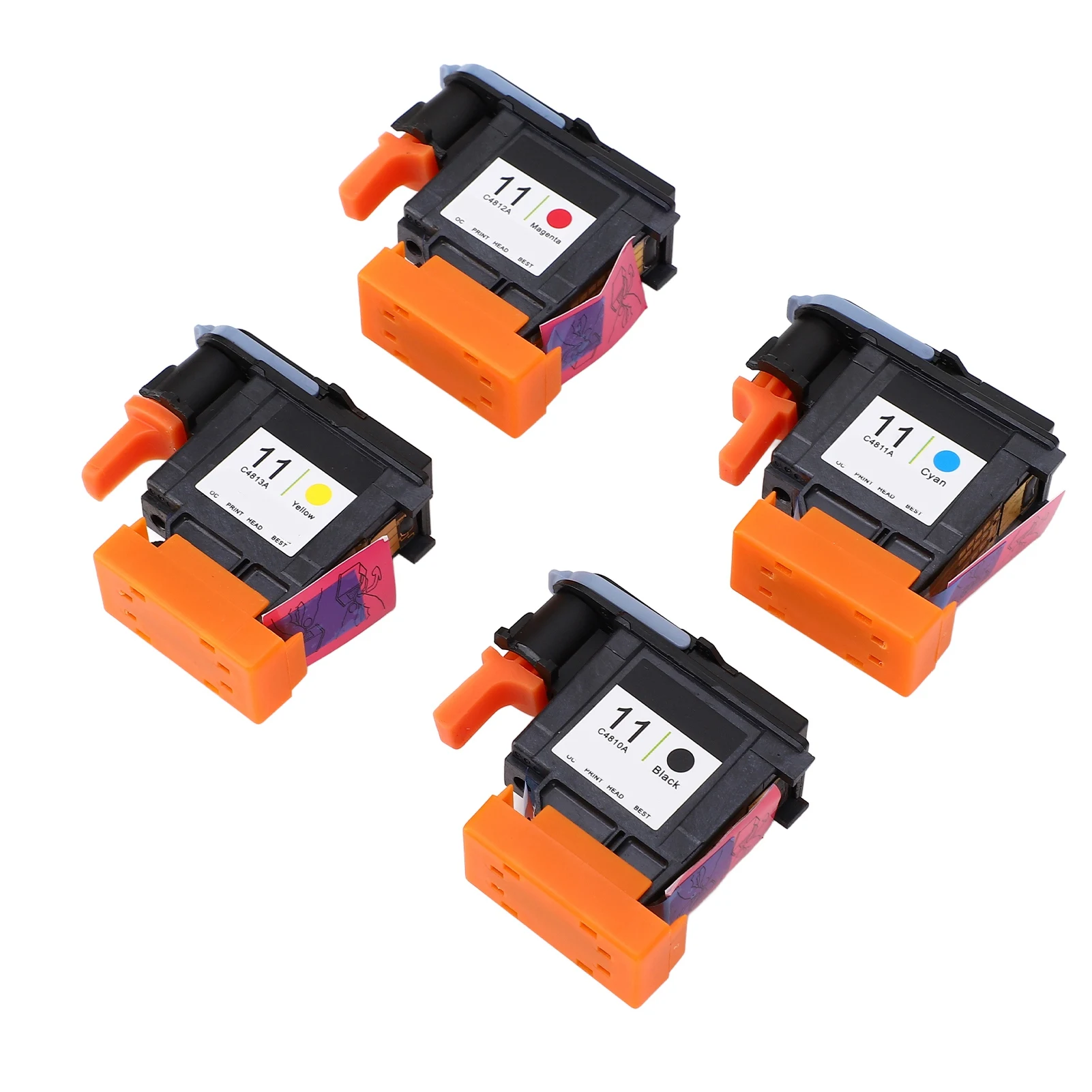 หัวพิมพ์สำหรับเครื่องพิมพ์ HP ความคมชัดสูง สีม่วงแดง ดำ ฟ้าอมเขียว เหลือง ใช้งานร่วมกันได้ดี สีสดใสสำหรับดีไซน์เจ็ท