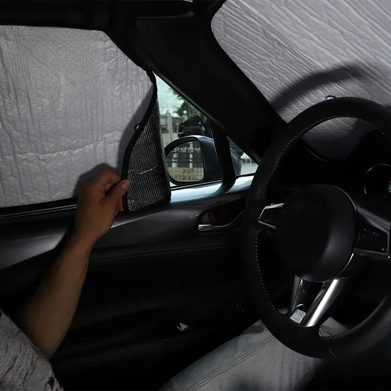 

For Mazda MX-5 2016-2024 Aluminum Foil Silver Car Front Windshield Full Window Glass Sun Protection Parasol Car Accessories