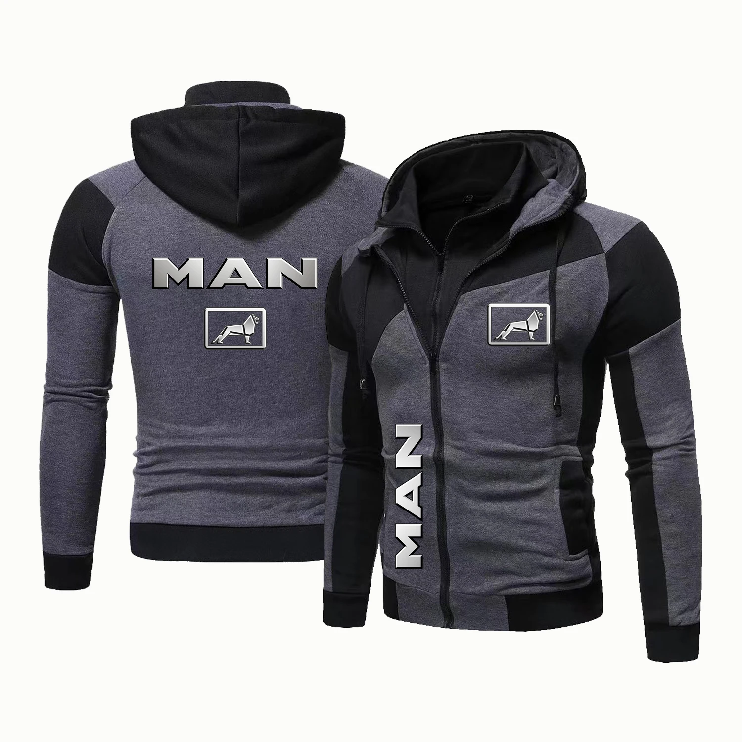 

Men's Spring Autumn Hoodie Jacket Men's Truck Car Logo Print Men's Zip Coat Men's Keep Warm Hoodie and Sweatshirt Casual Jacket
