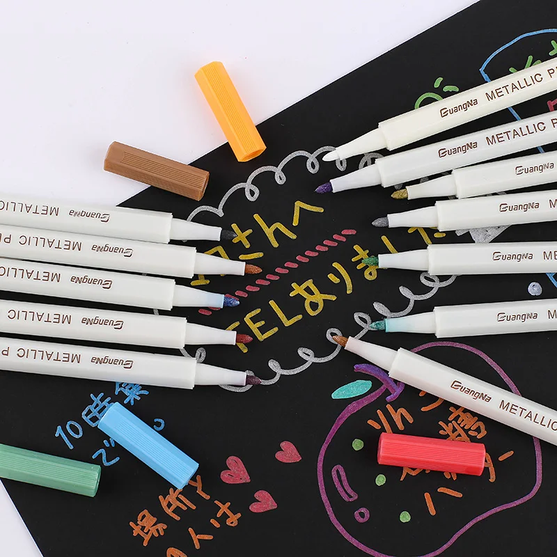 12 farben Metallic Marker Stift Medium Punkt Metallic Marker für Rock Malerei, Schwarz Papier, Karte, Der, scrapbooking Handwerk