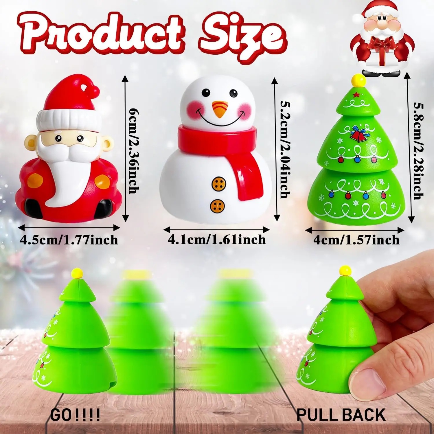 Juego de juguetes navideños para niños, recuerdos de fiesta navideña, Mini regalos de vehículos navideños con función divertida de movimiento inverso