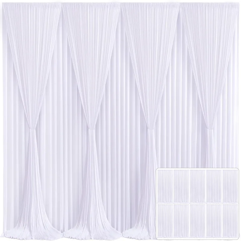 

10 Panels White Backdrop Curtain for Parties Wedding Wrinkle Free White Photo Curtains Backdrops Drapes Fabric Decoration for Ba
