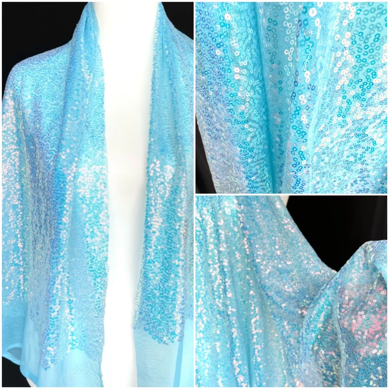 3mm sequin fabric magic color aqua blue sequin encrypted performance dress decoration wedding dress fabric