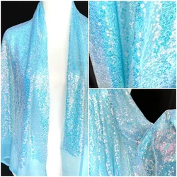 3mm sequin fabric magic color aqua blue sequin encrypted performance dress decoration wedding dress fabric