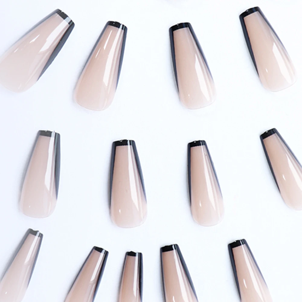 24-teiliges Set für sofortiges Makeover mit roten französischen Mandel-Kunstnägeln, 1 Nagelfeile & 1 Nagelkleber-Aufkleber-Set – Detail 2