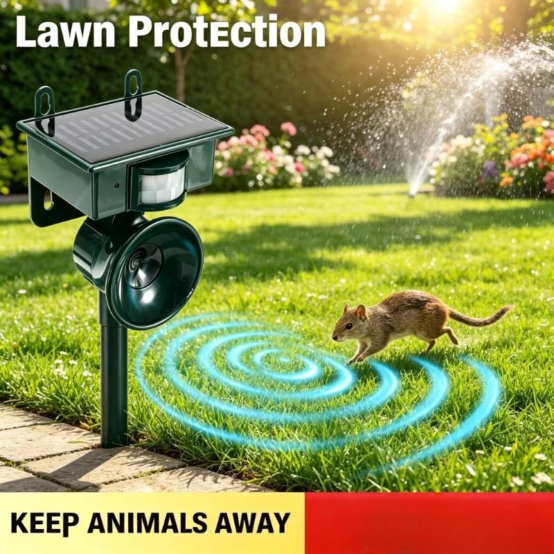 2026 NEW Solar Ultrasonic Animal Repellent Outdoor, Bird Deer Cat Dog Mouse Deterrent Pest Control Repeller Device