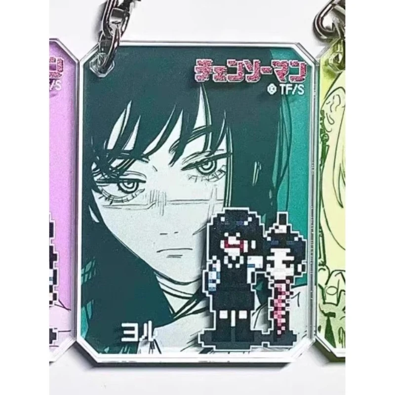 Anime Makima Mitaka Asa Cosplay Keychain Acrylic Keyring Unisex Key Chain Backpack Decoration Party Prop view 3