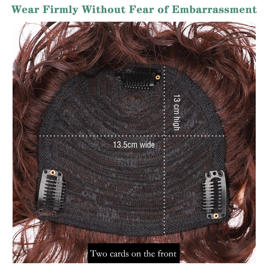 LANLAN Short Curly Synthetic Black/Brown Topper Hair Extension Bangs Clip In Extension Invisible Traceless Hair Extension