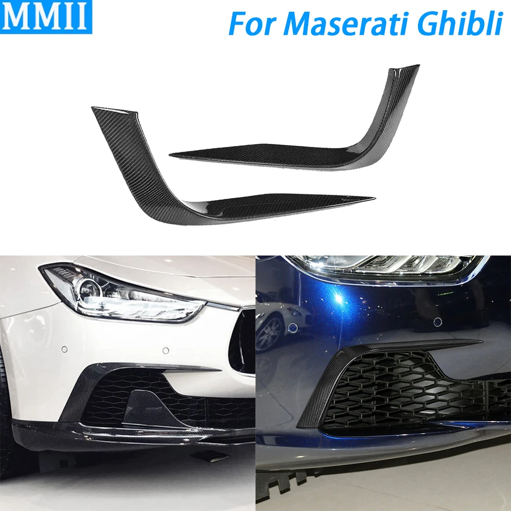 

For Maserati Ghibli 2014-2017 Real Dry Carbon Fiber Front Bumper Lip Spoiler Trim Cover Car Decoration Retrofitting Accessories