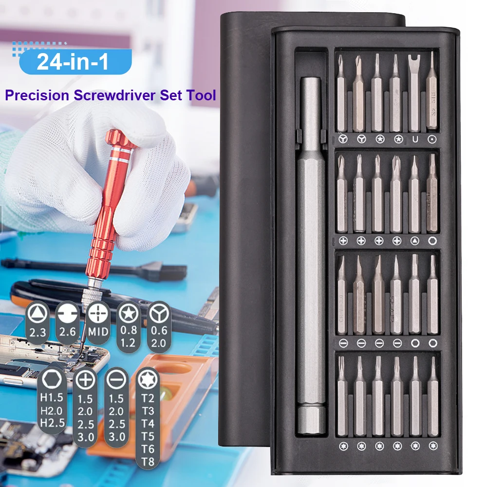 25-in-1 Magnetic Precision Screwdriver Set Multi-Functional Repair Toolkit for Phones Watches Laptops Portable Mini Screwdrivers