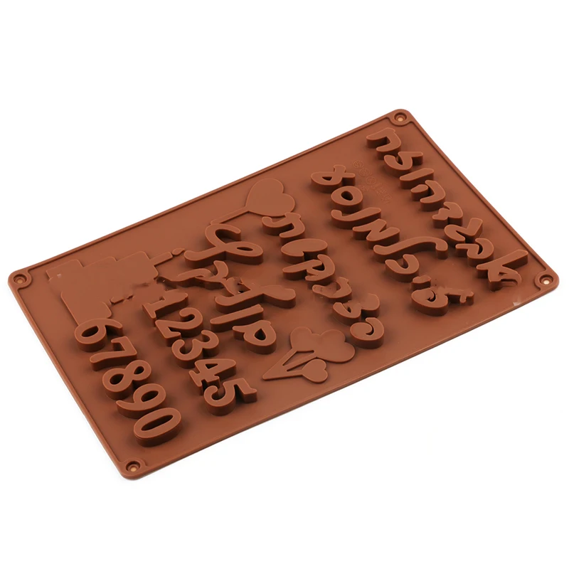 - 1Pc 3D Hebrew Letters Arabic Numbers DIY Silicone Chocolate Mold For Baking Cake Bakeware Mould Decorating Tools -