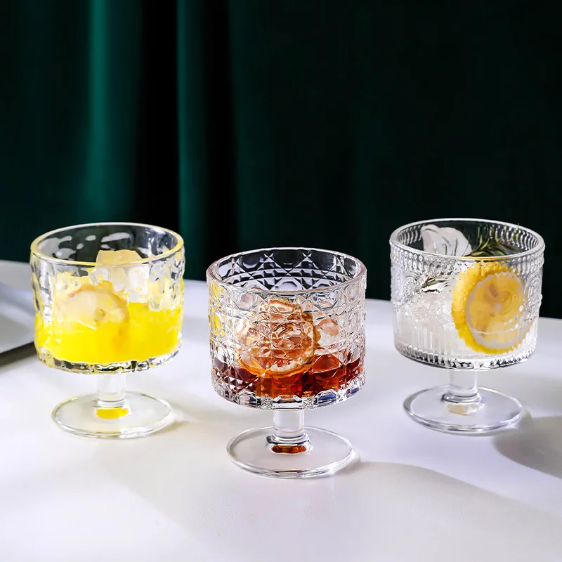 Elegant Tall Glass Coffee Cup for Iced Americano Fruit Tea Wine High Quality Drinkware