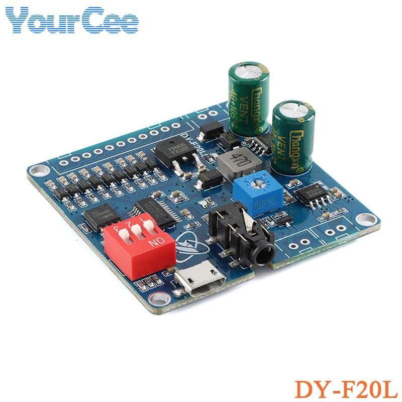 DY-F20L 10W 20W Power Voice Player Module 9 Way Switch Trigger Audio 32Mbit (4MByte) Storage MP3 WAV Decoding Format 12V 24V