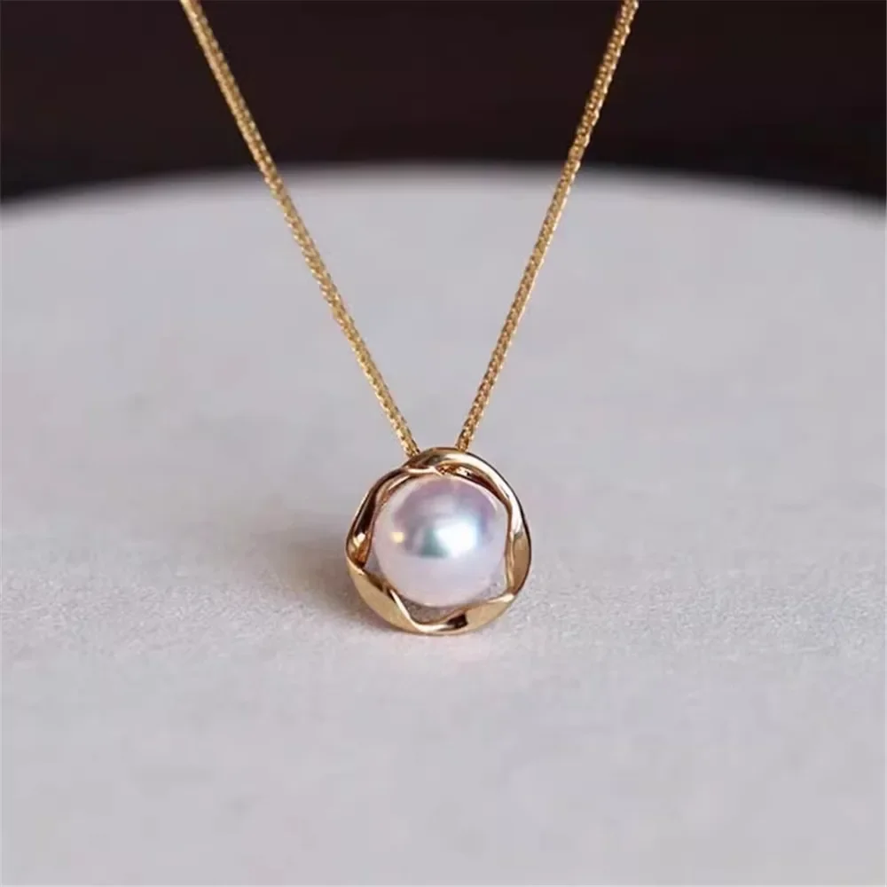 

DIY Pearl Accessories 925 Silver Pendant Empty Holder, Fashionable Gold Silver Necklace Pendant with 6-8mm No Pearl No Chain