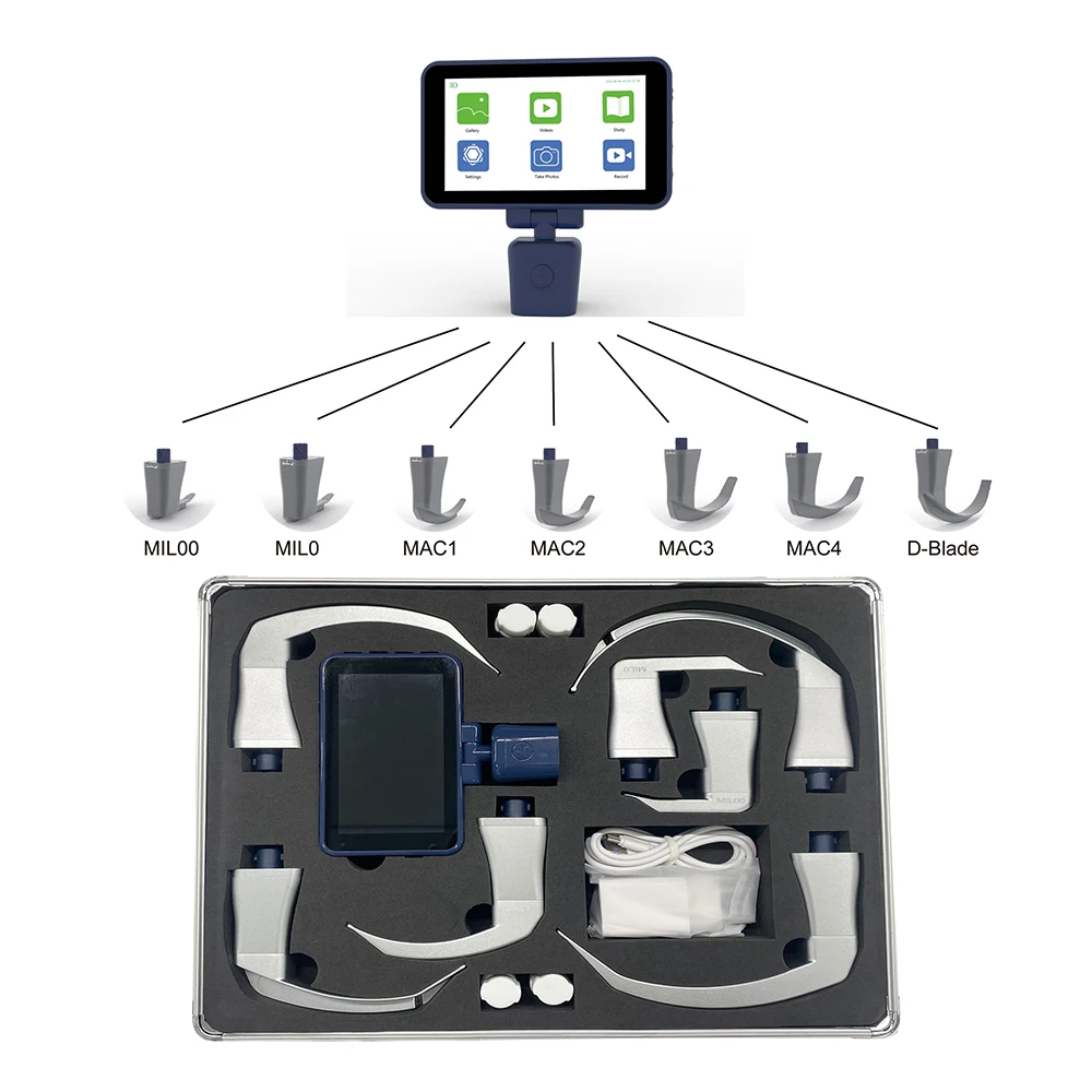 

Video Laryngoscope Reusable 4.5 in color TFTLCD Digital Video Laryngoscope set 7 Sizes Stainless Steel Blades Optional