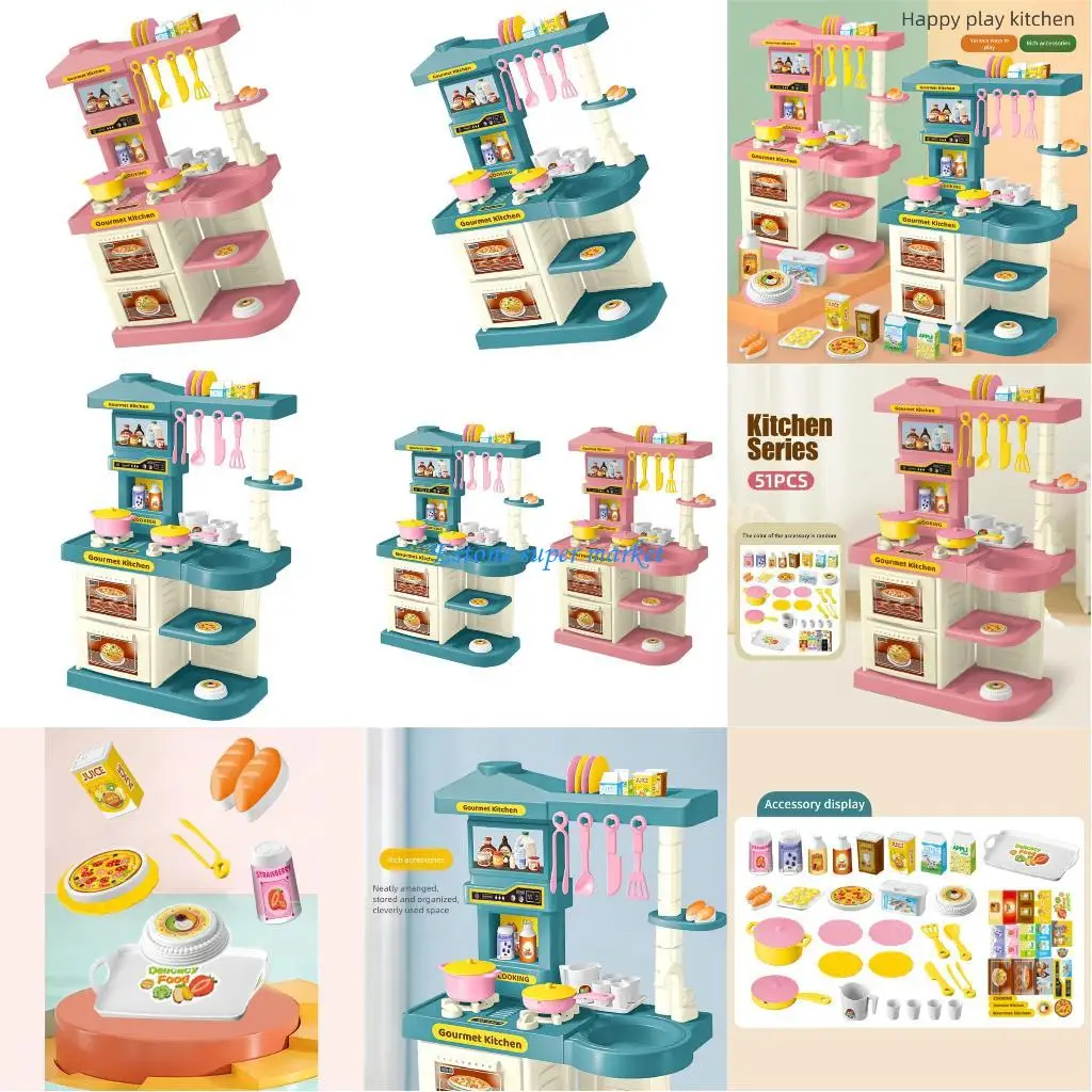 090B Set giocattoli da cucina compatti Design facile da riporre per organizzazione senza sforzo Perfetto per l'uso o in