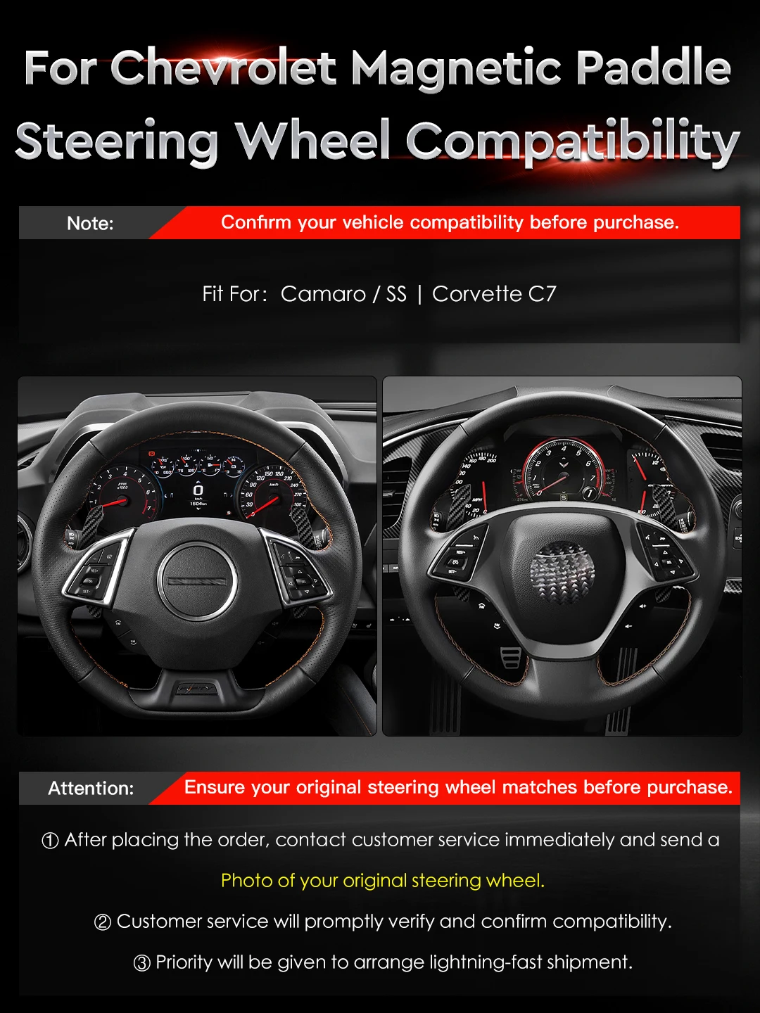 For Chevrolet C8 Carbon Fiber Magnetic Paddle Shifter Using Magnetic Suction Technology Paddle Shift Extension
