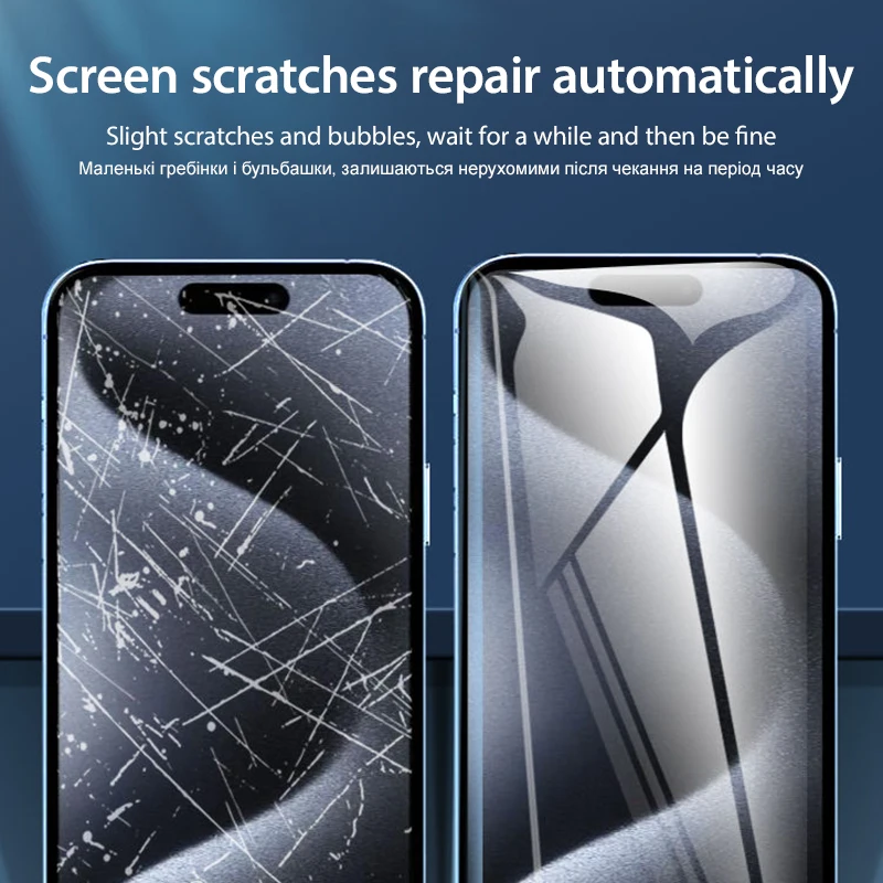 3 piezas película de hidrogel suave para iPhone 16 15 14 13 12 11 Pro Max XS XR X 7 8 15 Plus, protector de pantalla de silicona TPU 3
