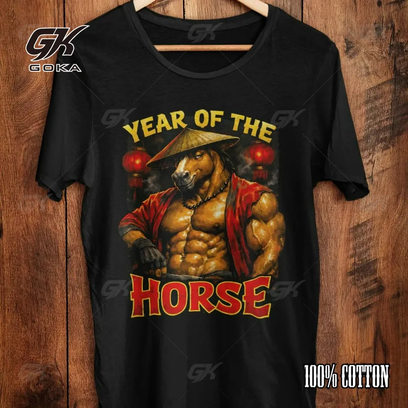 Ironic Year of The Horse Sigma Meme Shirt Chinese Calendar Tee  Mining Humor Top Cotton Graphic Tee Regular Fit Comfortable