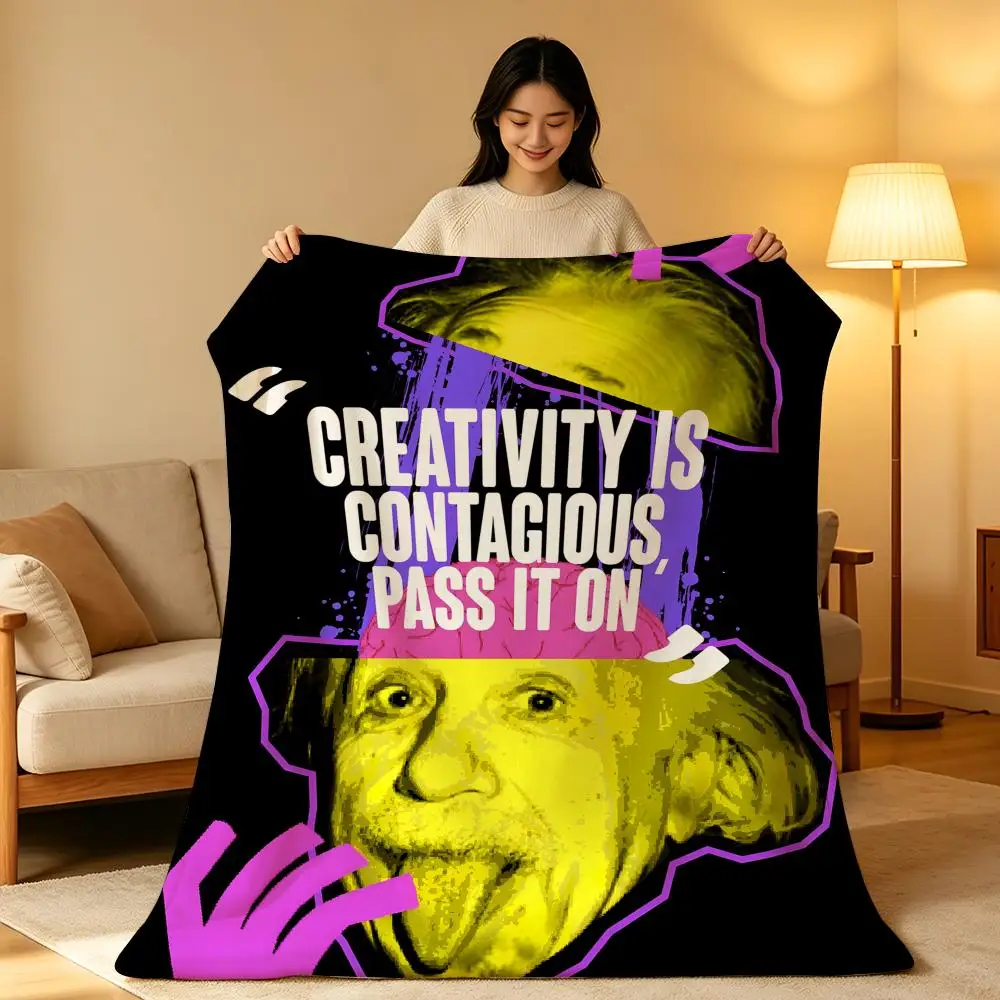 Figure A-Albert E-Einstein Throw hot High-Density Short Plush Blanket Soft Skin-Friendly for Sofa Nap Air-Conditioned Room