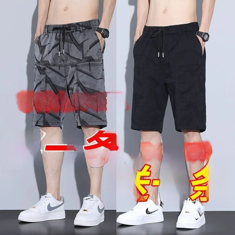 

Casual Loose Straight Leg Camouflage Men's Jeans orts with Multiple kets Dstring for Workwear Youth Faion Cotton St...